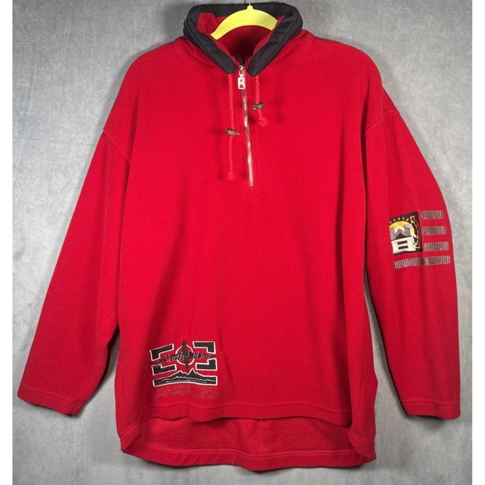 Vintage Bogner North-West Passage Fleece Pullover Red 1/4 Zip USA Made Men's XL